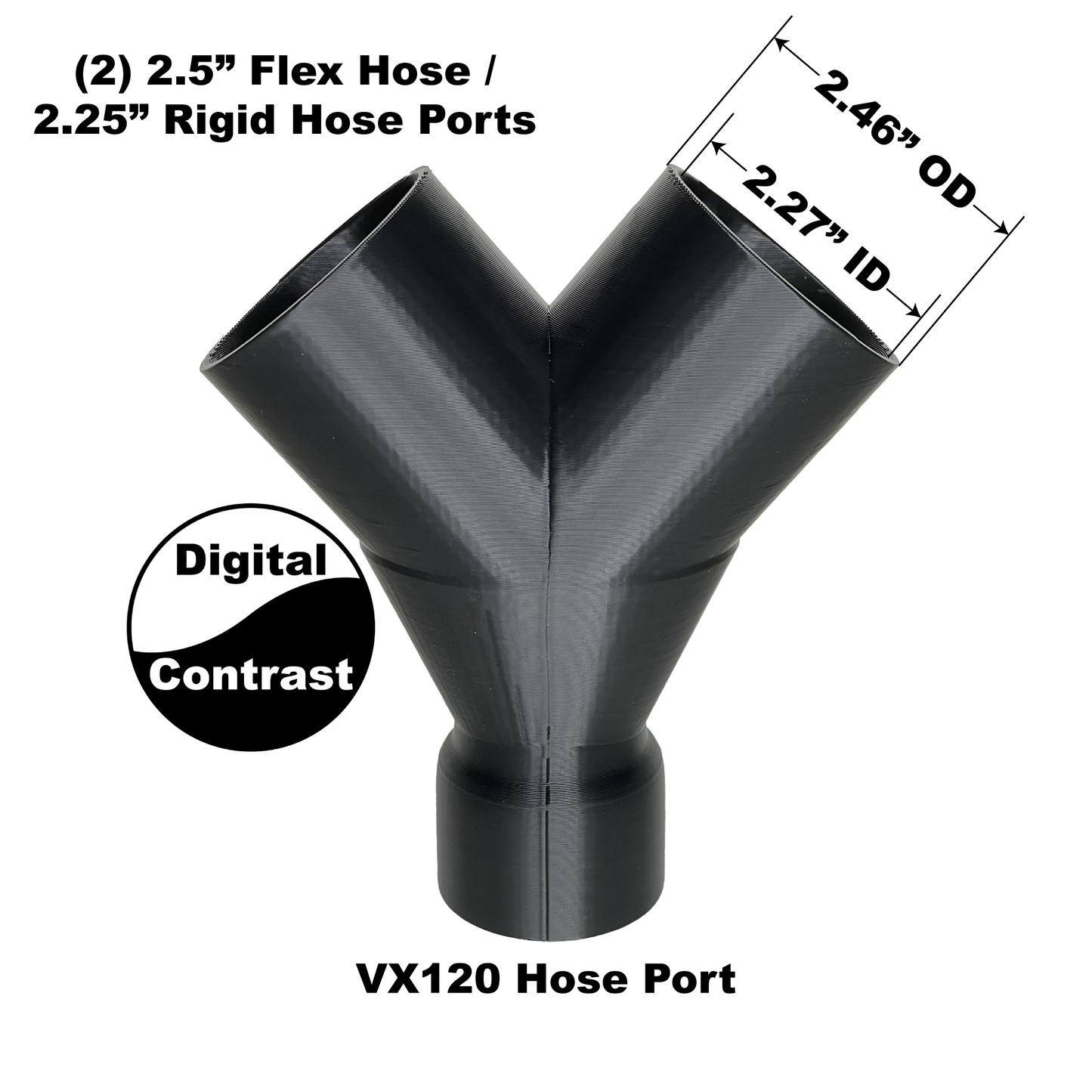 Y-Adapter fits Bosch VX120 to (2) 2.5" Flex Hose/2.25" Rigid Hose
