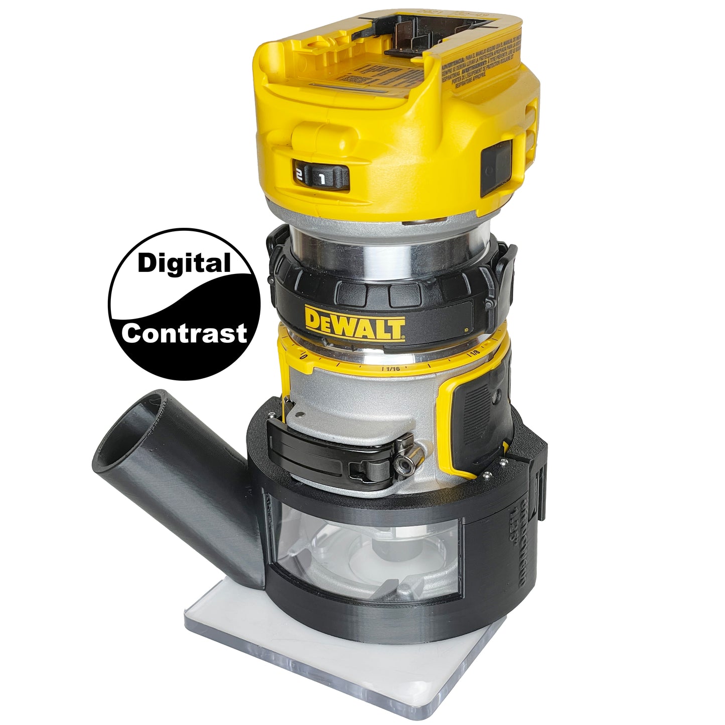 DeWalt DWC600 & DWP611 Fixed Base Trim Router Hose Adapter, Large Polycarbonate Window