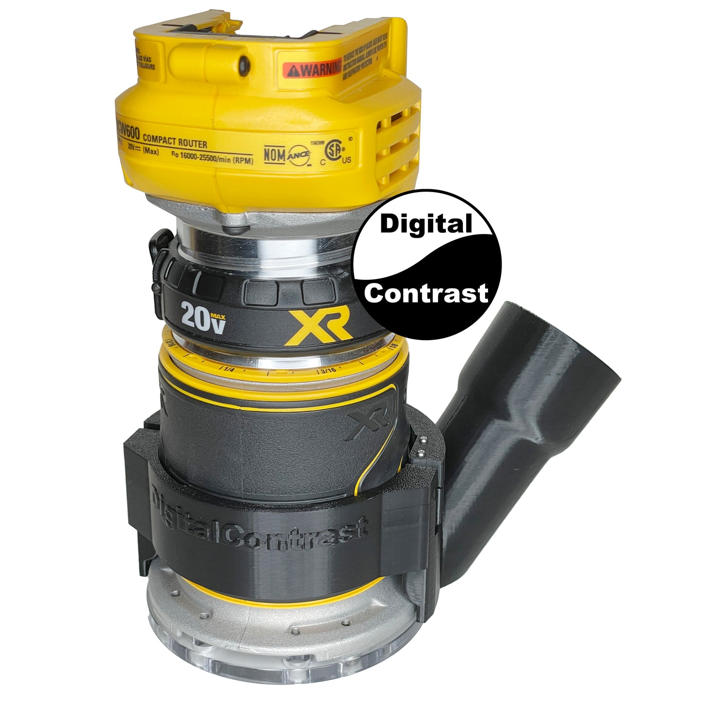 DeWalt DWC600 & DWP611 Fixed Base Trim Router Hose Adapter, Large Polycarbonate Window