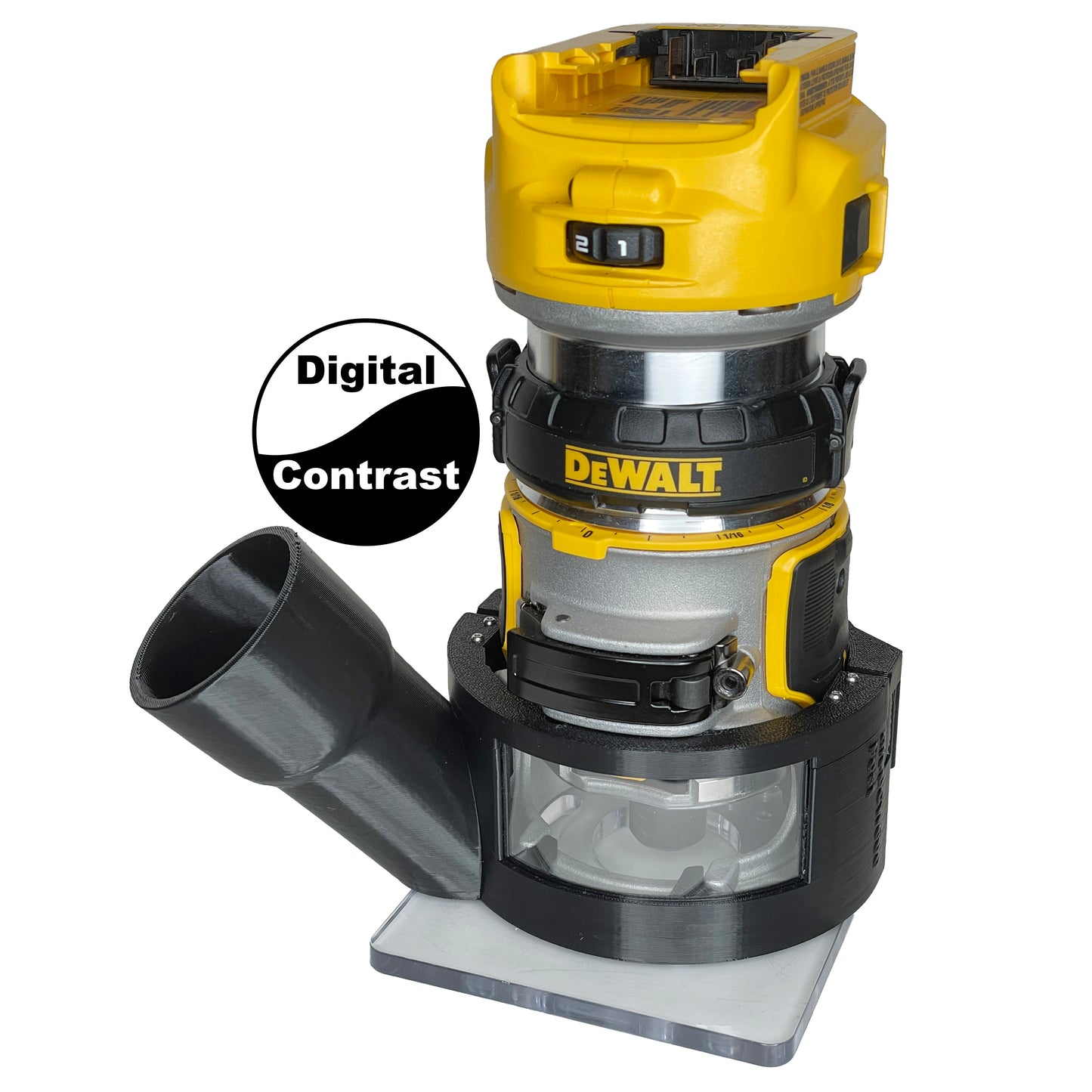 DeWalt DWC600 & DWP611 Fixed Base Trim Router Hose Adapter, Large Polycarbonate Window