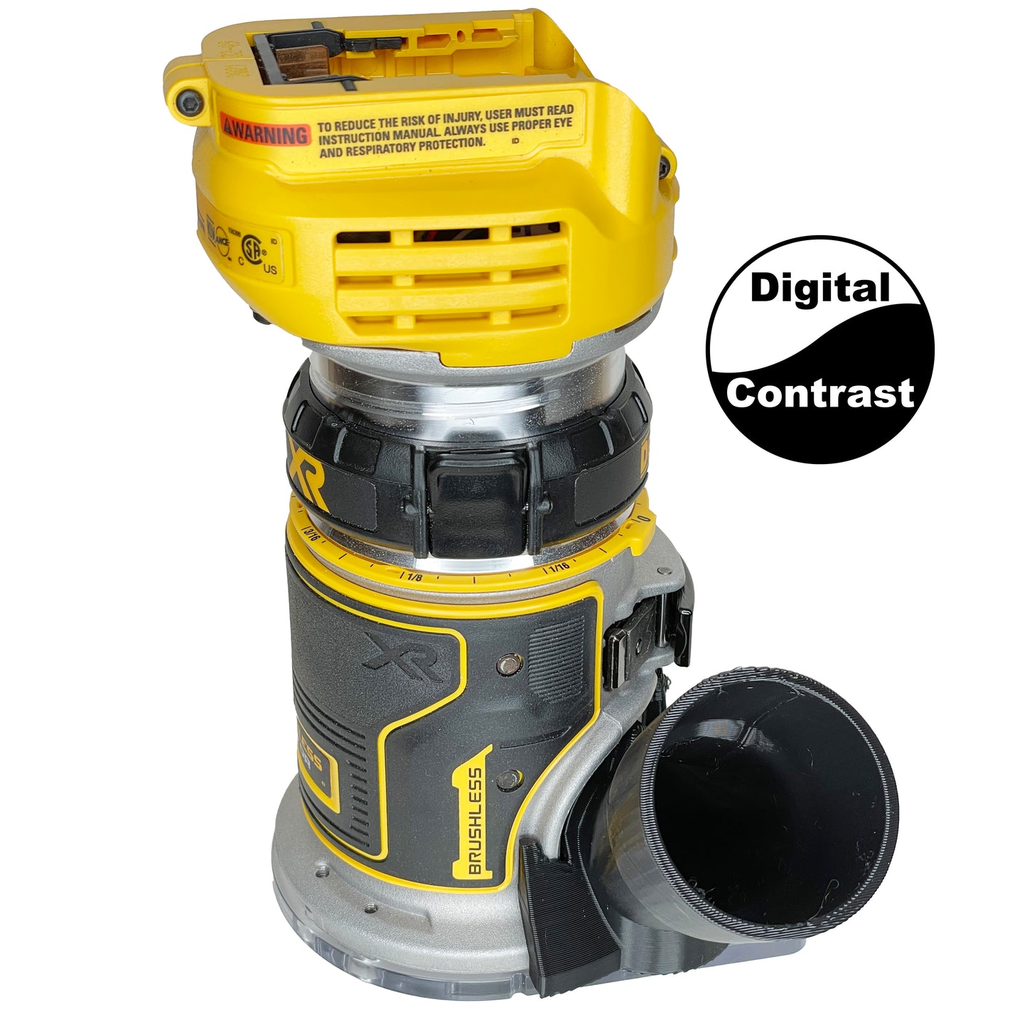 DeWalt DCW600 & DWP611 Fixed Base Trim Router Hose Adapter with Window